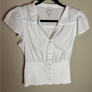 Anthropology Maeve White Smocked Peplum Top Y2K Medium